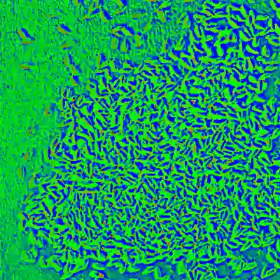 Makro Ausschnitt eines digital verfremdeten Kunstwerks in blaugrün.