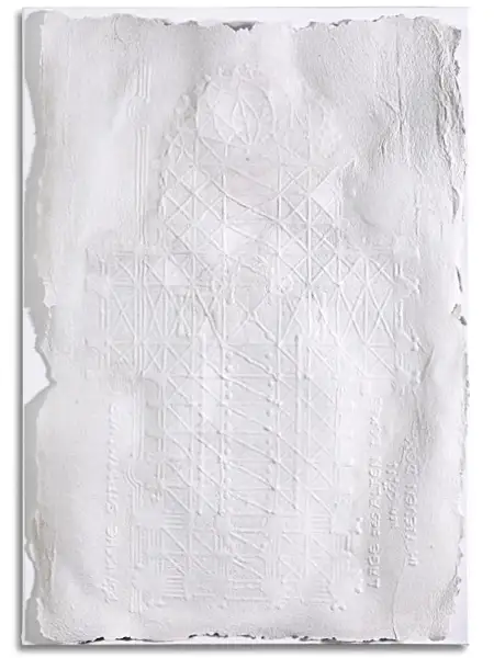 Leinwand mit aufgeklebtem, leicht welligem Papierabdruck des Grundrisses vom Kölner Dom. Leinwand im Format 70 cm x 100 cm, mit aufgeklebtem, leicht welligem Papierabdruck des Grundrisses vom Kölner Dom.