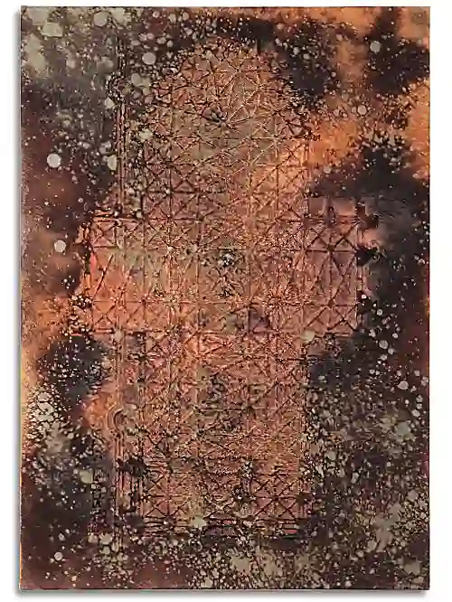 Erhabener Grundriss des Kölner Doms auf Leinwand, verdeckt unter einer Oxid-Schicht. Leinwand im Format 70 cm x 100 cm, mit erhabenem Grundriss des Kölner Doms auf Leinwand, verdeckt unter einer Oxid-Schicht.