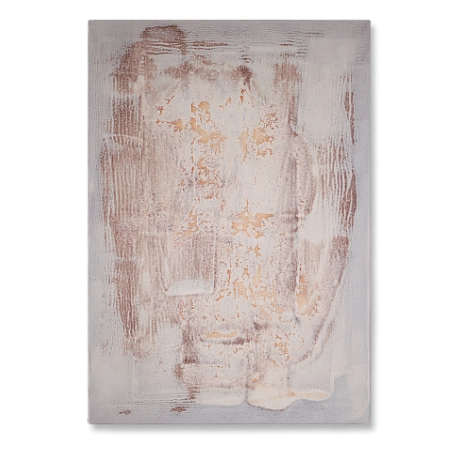 Abstraktes Bild auf einer 55 x 80 cm großen Leinwand. Zarte graue und leicht beige Acryl-/ Oxydmischung wird durch dynamische dunkle Strukturen gestört. Von dem zeitgenössischen Künstler Wolfram Schäfers. | mixed-art