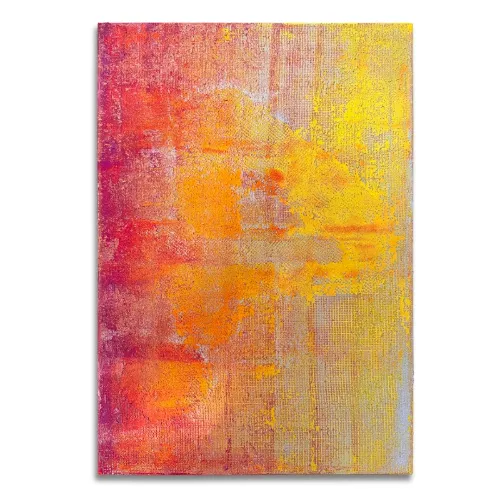 Abstraktes farbiges Bild auf einer 55 x 80 cm großen Leinwand. In dem aufgebrachten Raster, aus Acrylfarbe und Oxidmischung versteckt sich die Nummer 4. Von dem zeitgenössischen Künstler Wolfram Schäfers. | mixed-art