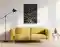Bild mit schwarzen, blauen und gelben Kunststofffolien auf einer Leinwand. Die Folienoberfläche ist durchzogen von Folienlinien und Löchern in den Folien. Das Bild hängt in einem Raum über einem Curry farbigem Sofa. | wolfram schäfers Bild mit schwarzen, blauen und gelben Kunststofffolien auf einer Leinwand. Die Folienoberfläche ist durchzogen von Folienlinien und Löchern in den Folien. Das Bild hängt in einem Raum über einem Curry farbigem Sofa. | wolfram schäfers
